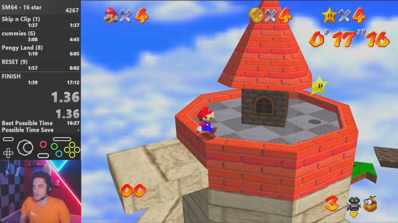 SM64 ALL 16⭐ Sub-18 Movement + Tricks (bomb clip, cannonless, owless, Dark World reds, cycle 0)