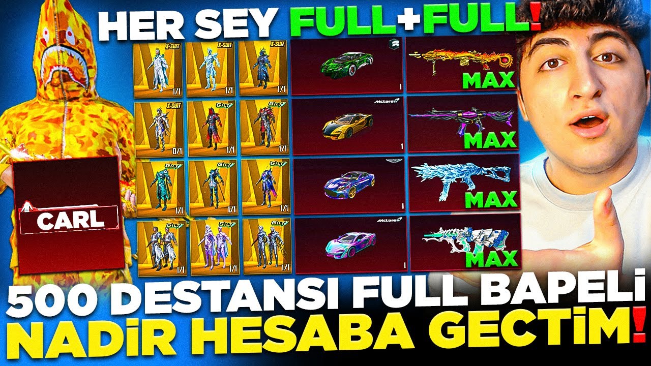 SÖZÜMÜ TUTTUM❗ 500 DESTANSI FULL BAPELİ NADİR HESABA GEÇTİM❗ (HER ŞEY FULL 😲) PUBG Mobile
