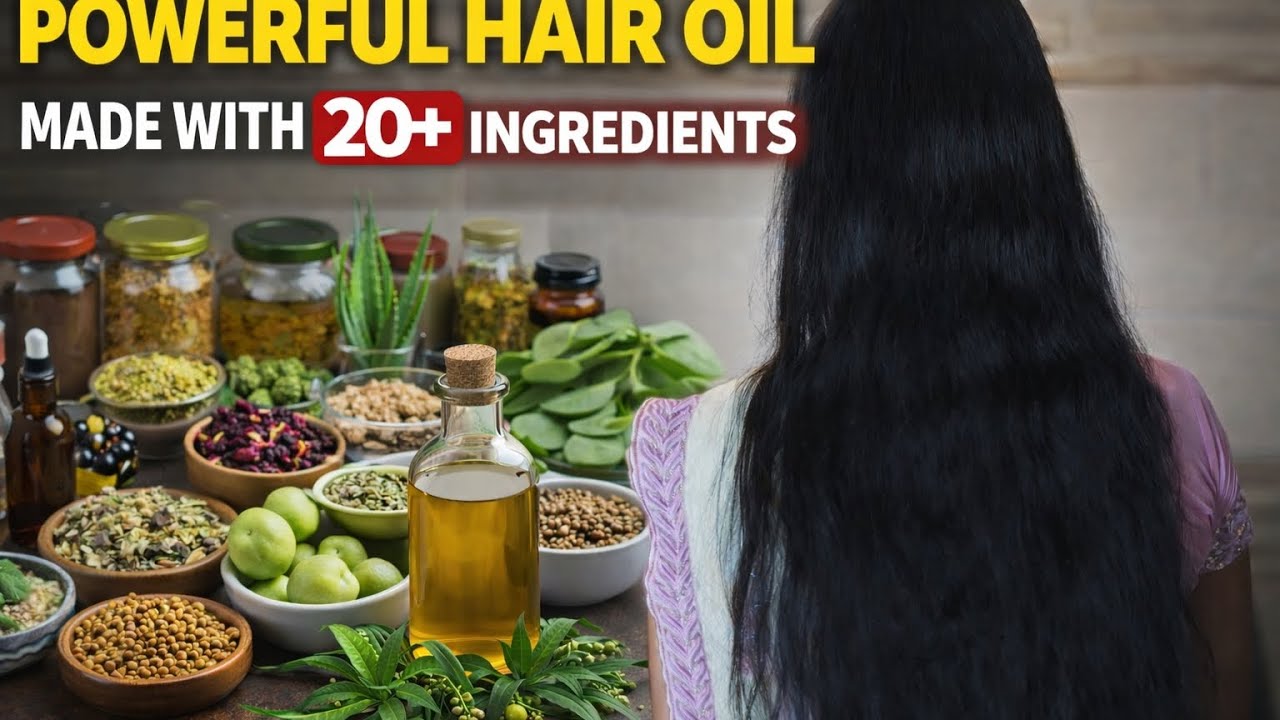 Powerful Homemade Hair Oil with 20+ Ingredients for Long & Strong Hair| lakshmivlogkannada||