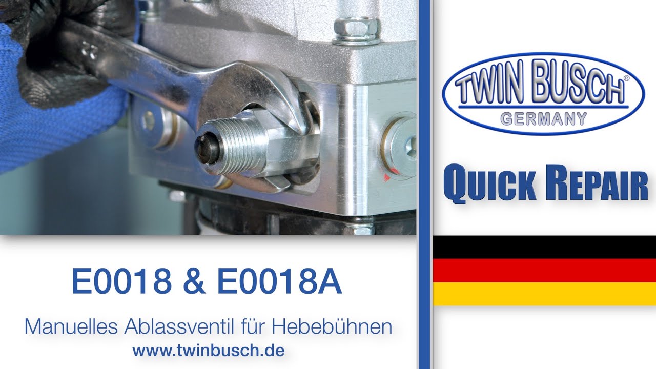 Quick Repair: Manuelles Ablassventil f&uuml;r TWIN BUSCH&reg; 1-S&auml;ulen- und 2-S&auml;ulen-Hebeb&uuml;hnen