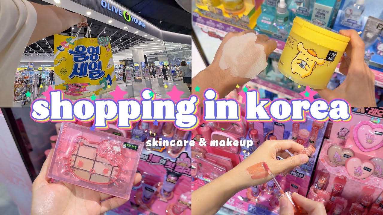 shopping in korea vlog 🇰🇷 skincare & makeup haul at Oliveyoung 🤎 Gyaru Hello Kitty!! 올영세일