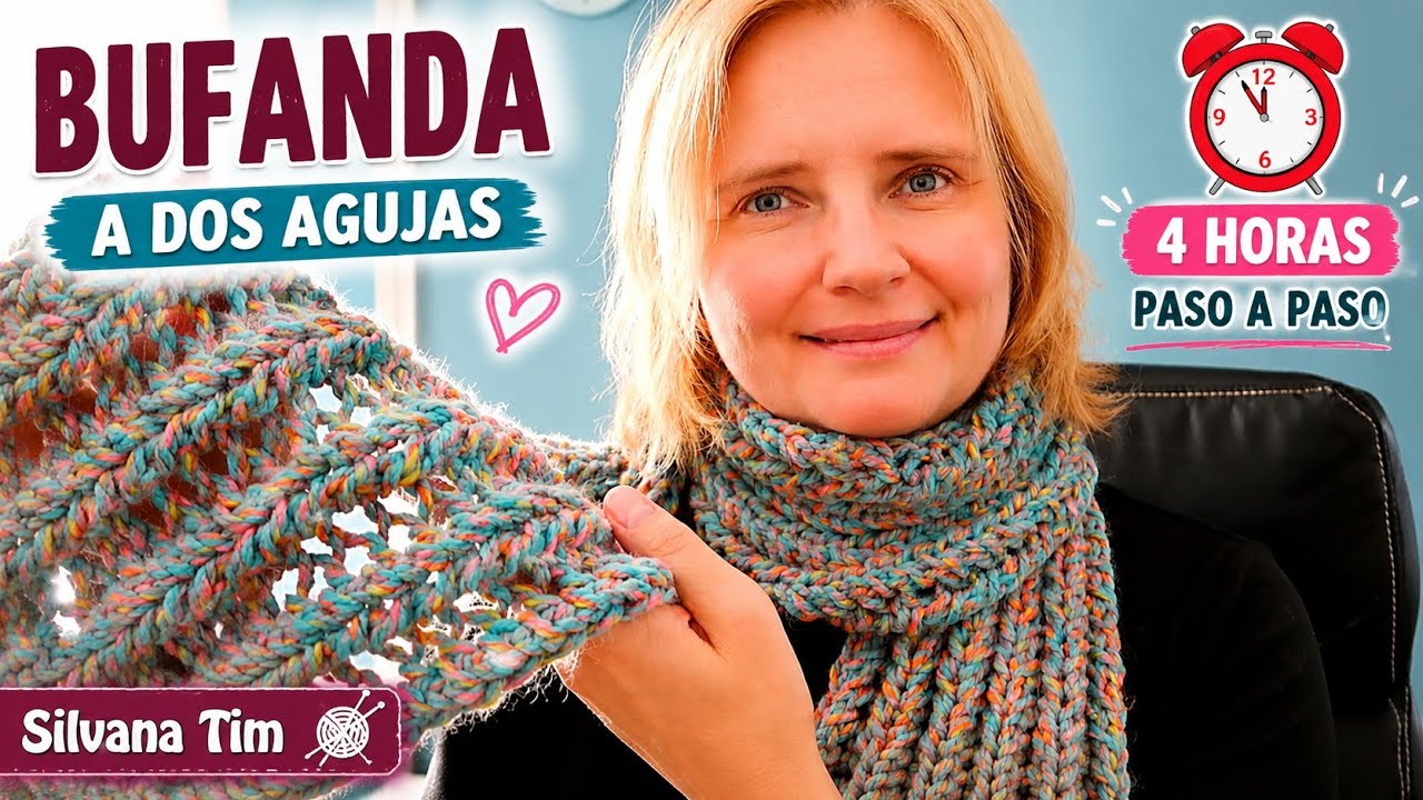 Tejer BUFANDA A DOS AGUJAS 🧣 con Lana Matizada en posible en 4 horas ⏰!!!