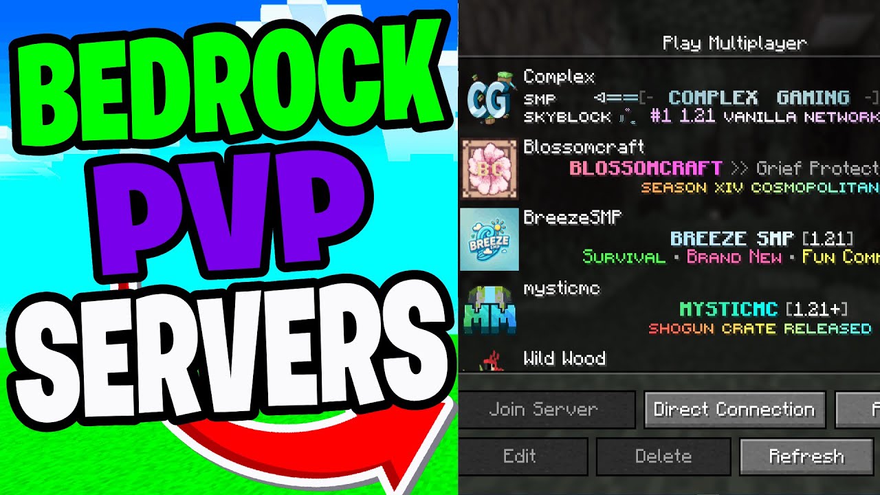 Топ-5 тренировочных PvP-серверов для Minecraft Bedrock!