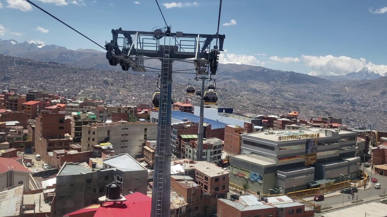 Recorrido en Mi Teleferico Linea Amarilla: Parque Mirador (El Alto) hasta Curva de Olguin
