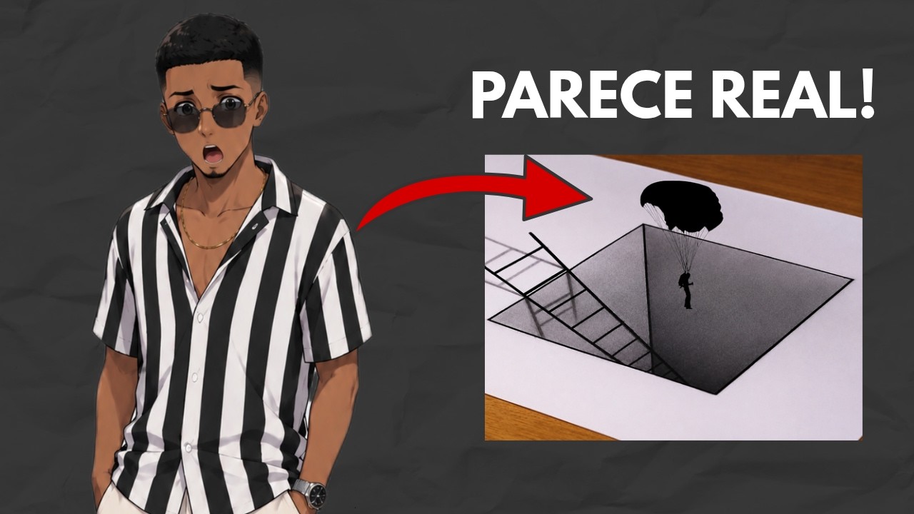 Tutorial desse Desenho em 3D em papel para iniciante passo a passo