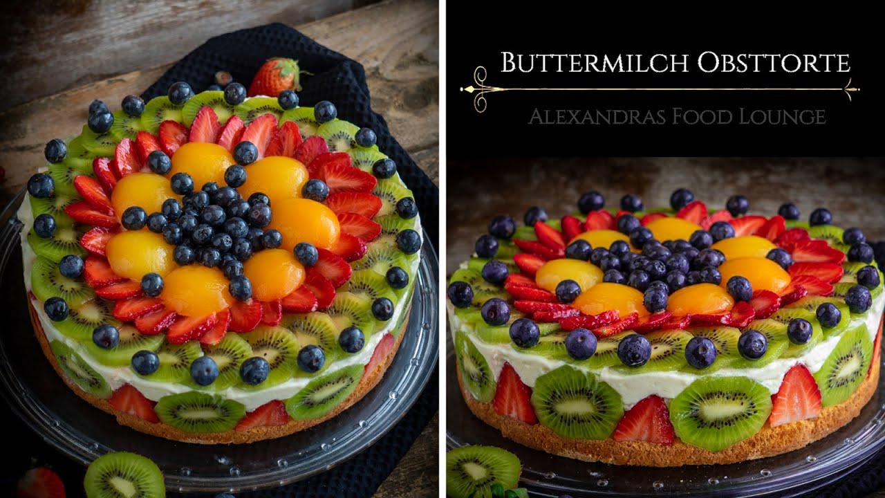 Buttermilch-Obsttorte mit grandiosen Vanilleboden/