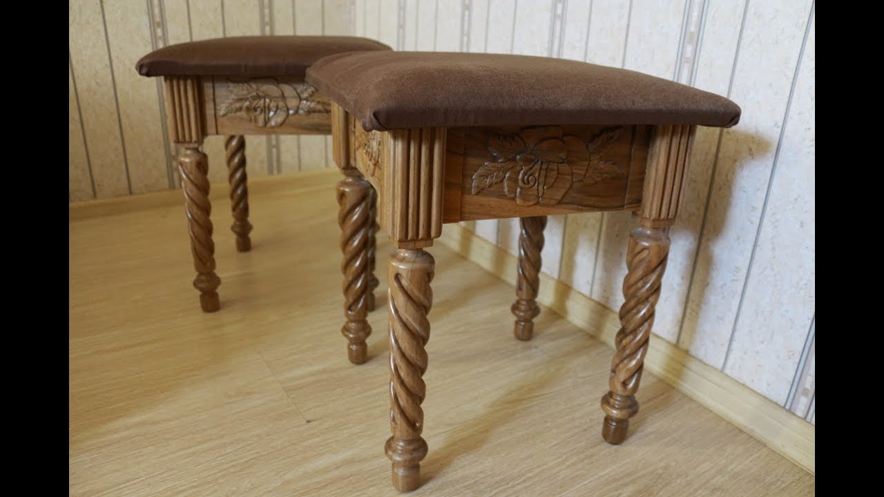 Табурет резной // ( How to make a carved stool ).