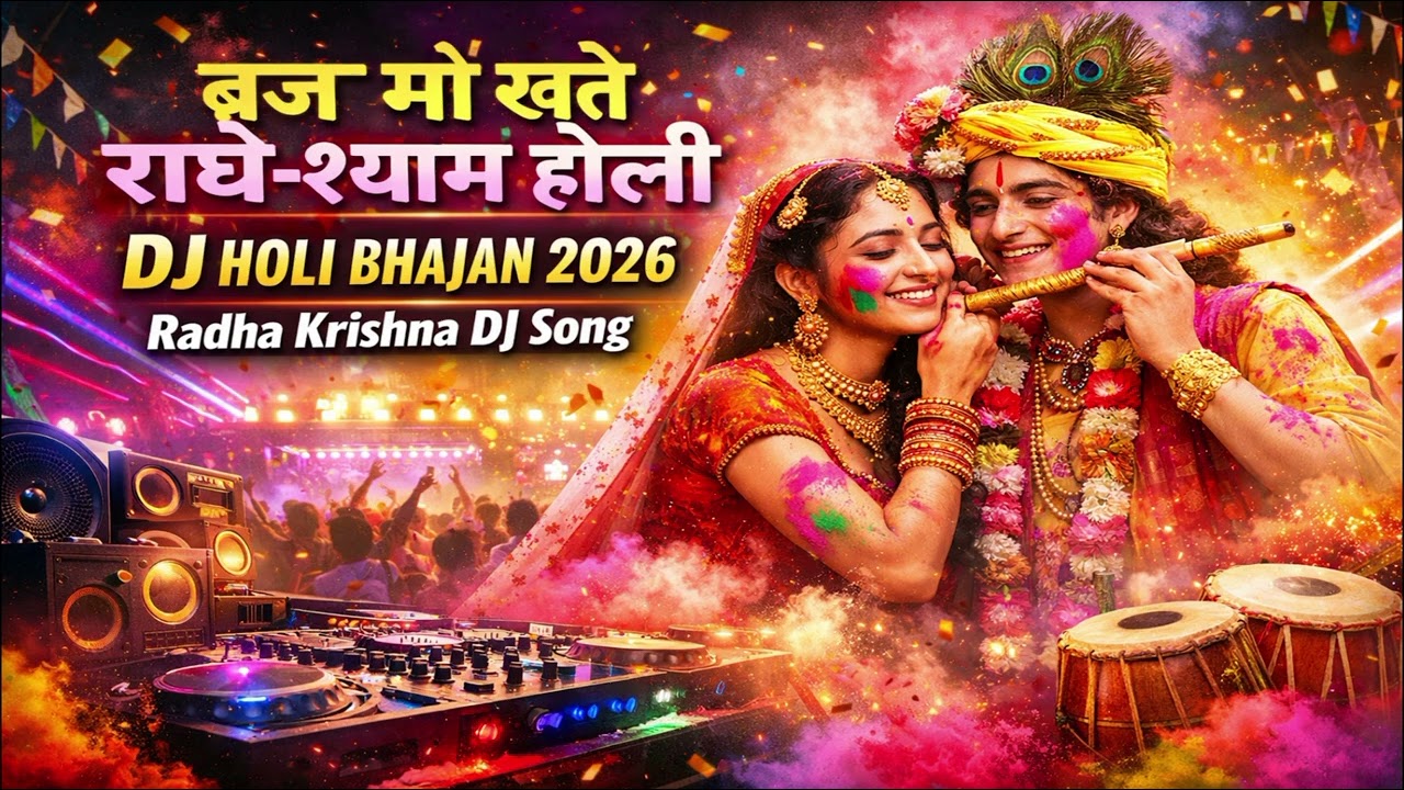 ब्रज में खेले राधे-श्याम होली 🔥 DJ Holi Bhajan 2026 | Radha Krishna DJ Song | Hard Bass Mix
