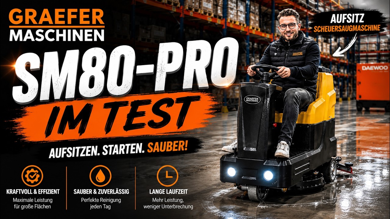Graefer SM80 PRO Aufsitz-Scheuersaugmaschine im Test – Aufsitzen, starten, sauber!