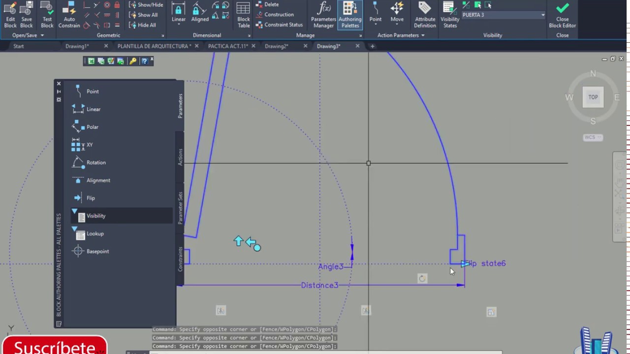 BLOQUES DINAMICO DE UNA PUERTA PASO A PASO AUTOCAD 2023-2024