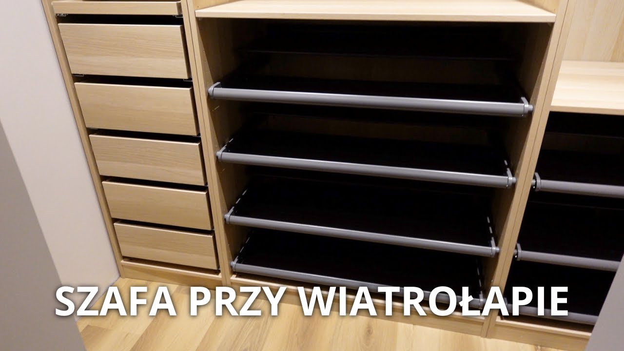 SZAFA W KORYTARZU | Wysuwane, metalowe półki na buty i wyjeżdżające półki