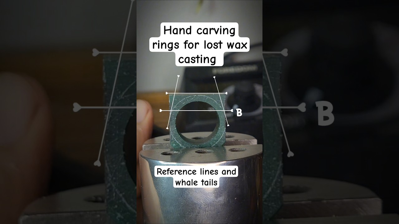 hand carving signet rings. (reference lines and whale tails) #jewlery #lostwax #handmade #tutorial