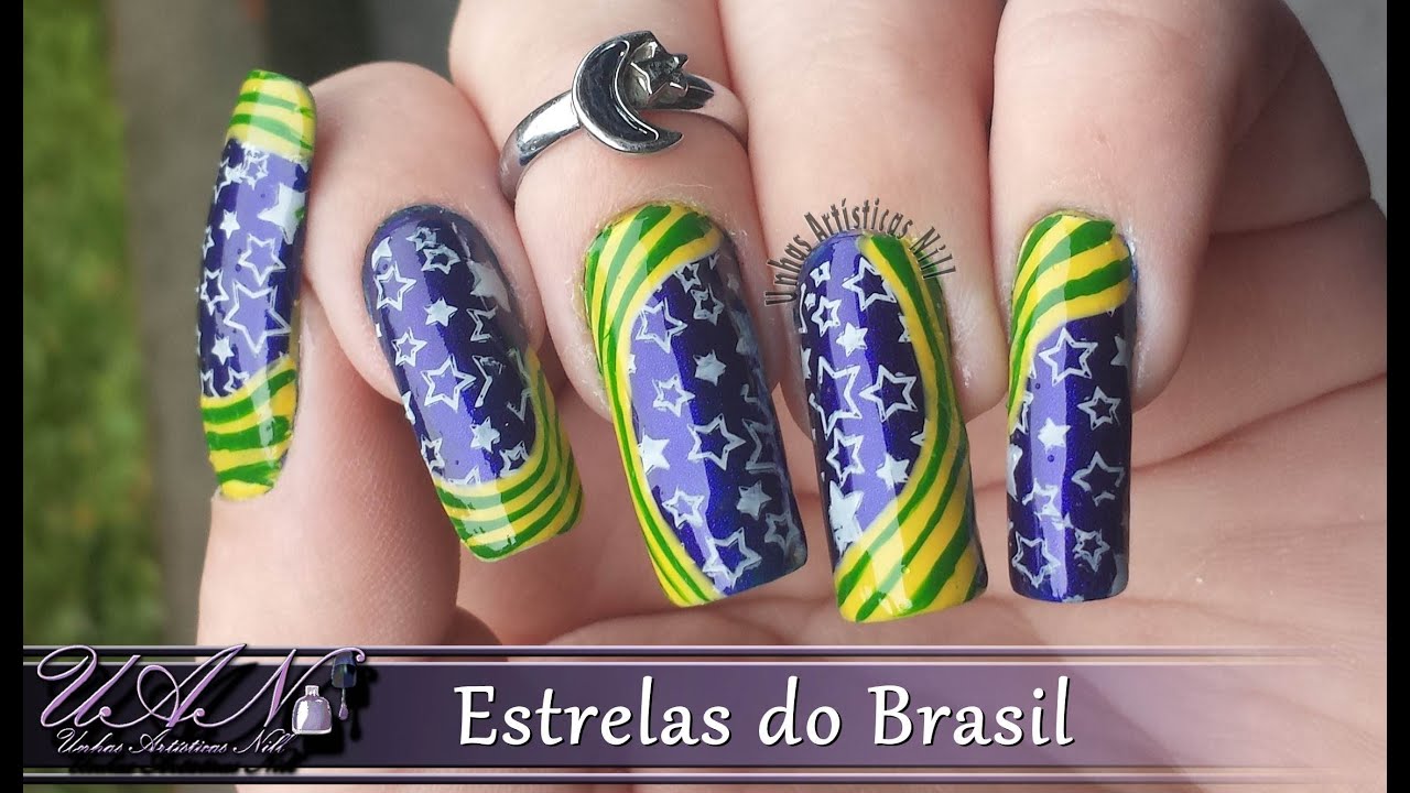 Passo a Passo Estrelas do Brasil - Unhas Artísticas Nill
