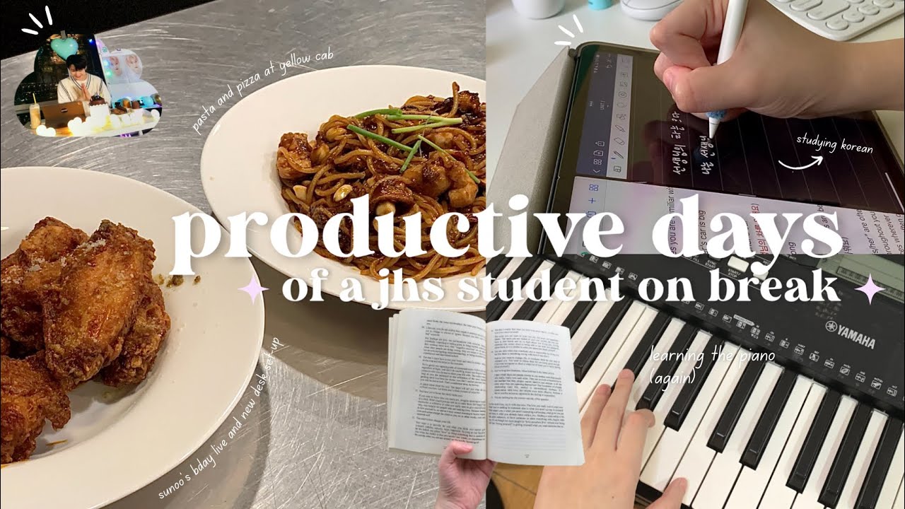 productive days of a jhs student finally on break 🌙 cleaning, learning the piano & going out 🍜
