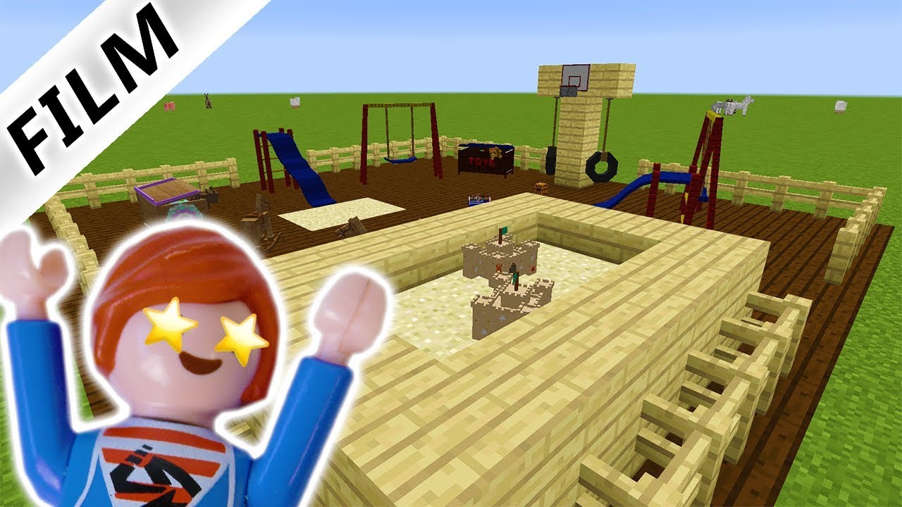 JULIAN BAUT SPIELPLATZ BEI MINECRAFT! MIT RUTSCHE, SANDKASTEN, SCHAUKEL - Playmobil Film Deutsch