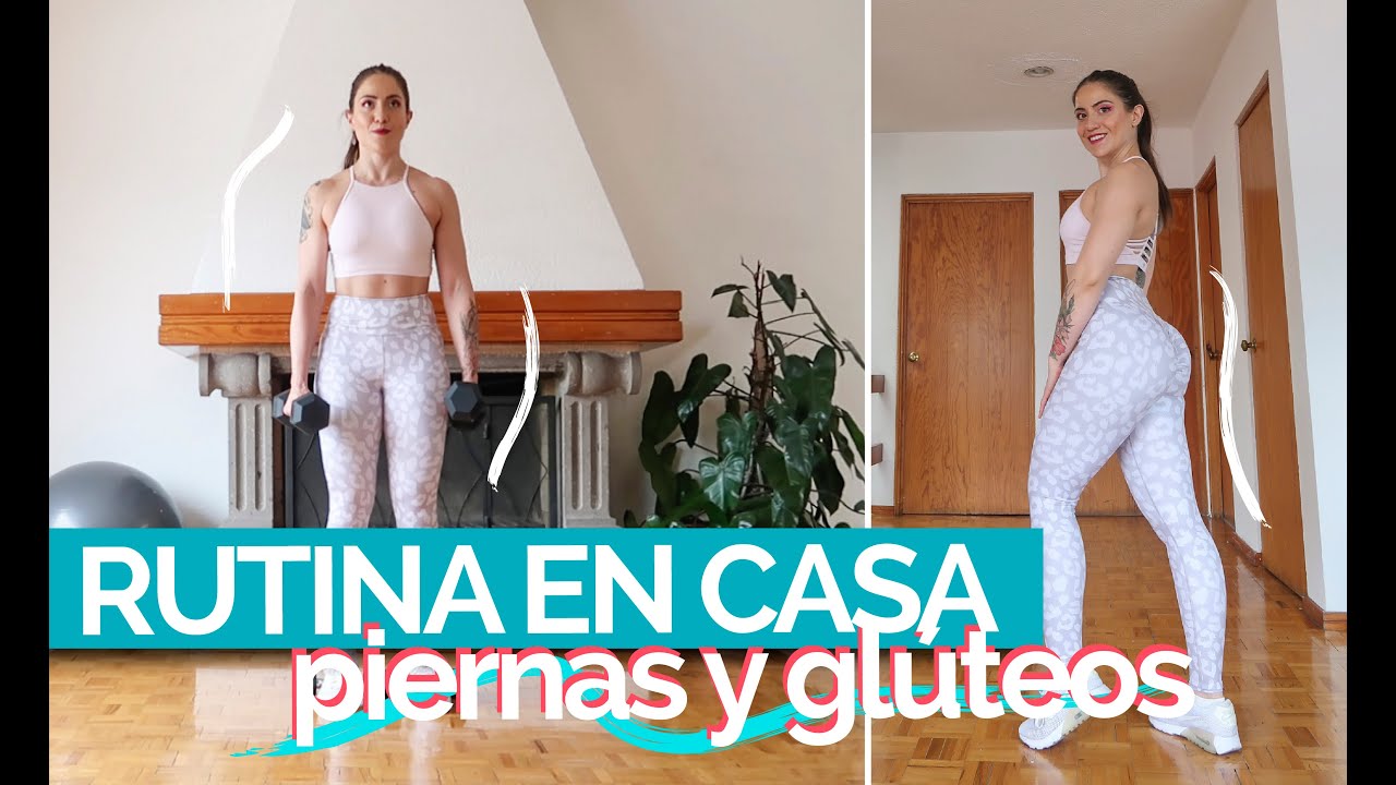 Rutina de PIERNA Y GLÚTEO en CASA con mancuernas y ligas