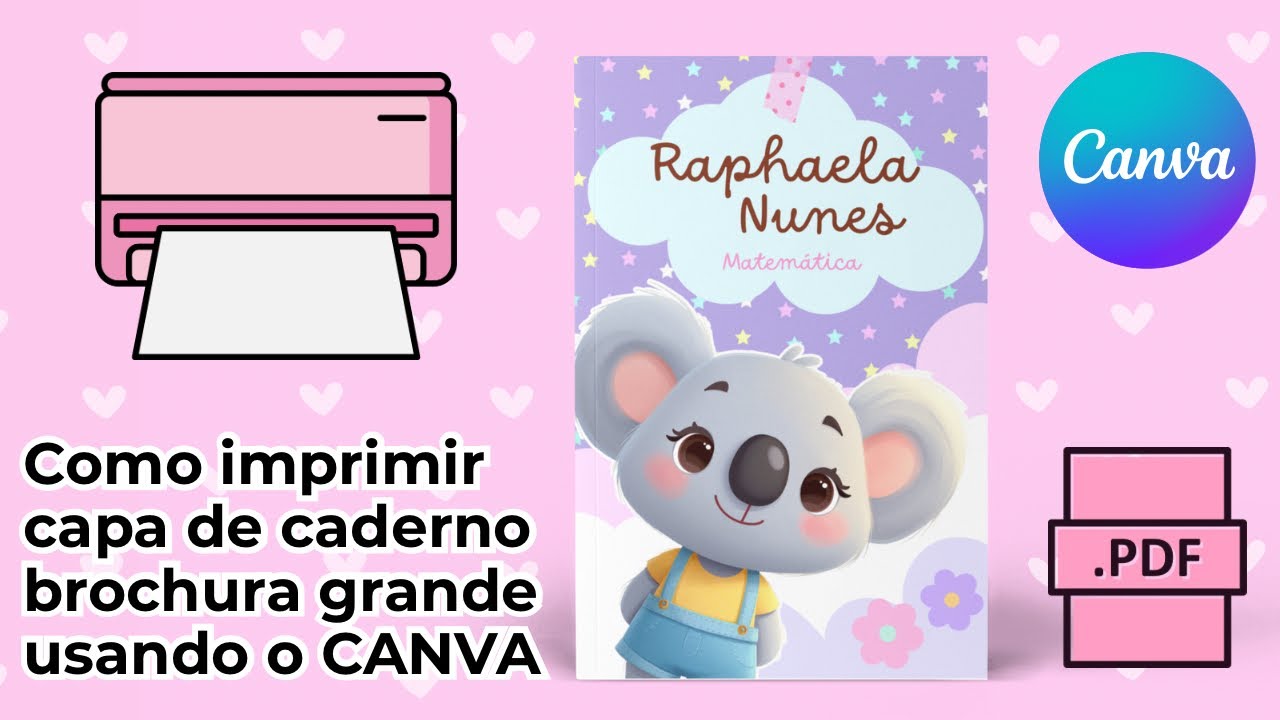 Como imprimir capa de caderno brochura grande usando o Canva 
