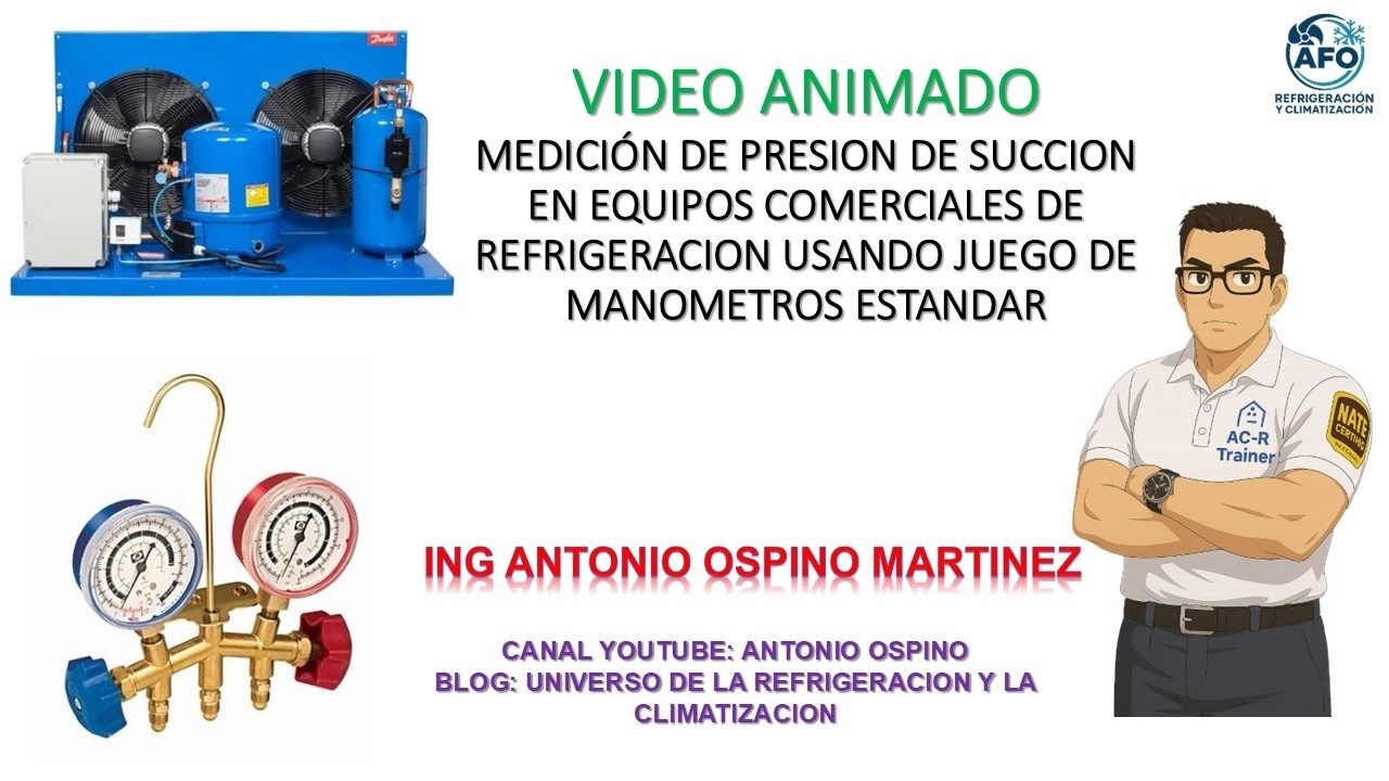 MEDICION PRESION SUCCION EQUIPO COMERCIAL REFRIGERACION CON MANOMETRO ESTANDAR