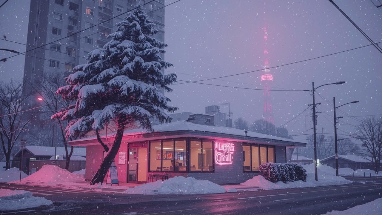 Japanese Pink Winter Café ☕ Lofi Chill Ambience for Relaxing, Studying & Sleeping