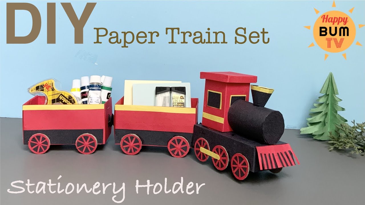 DIY STATIONERY TRAIN SET I HOW TO MAKE PAPER TRAIN I DIY DESKTOP DECOR IDEAS