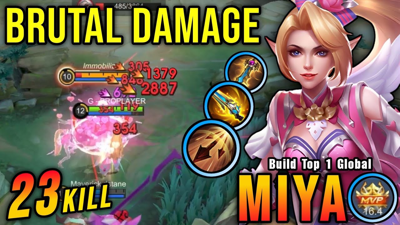 23 Kills!! Miya Valentine Skin with Brutal DMG Build!! - Build Top 1 Global Miya ~ MLBB