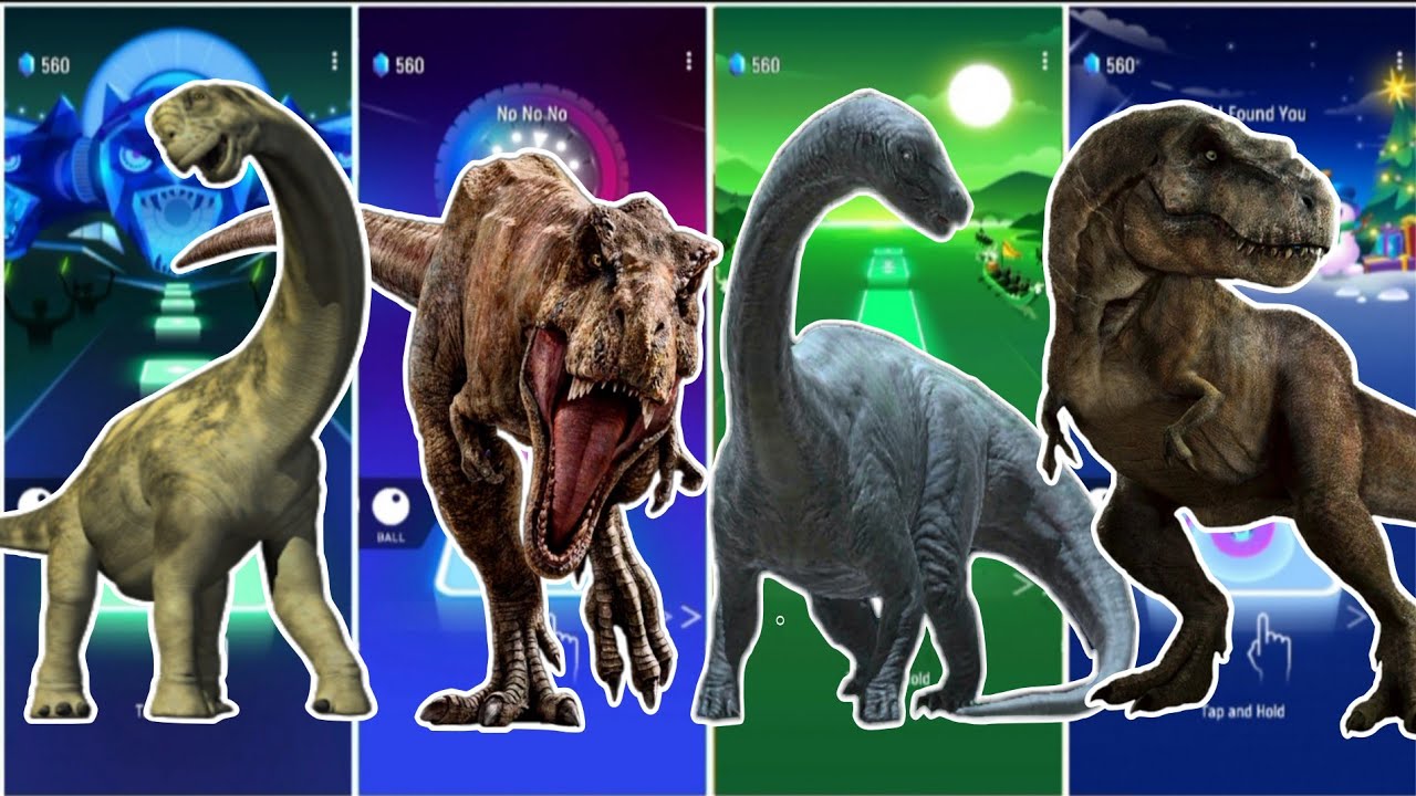 Jurassic World Dinosaur 🆚 Tyranasaurus 🆚 Dinosaur 🆚 Trex || Coffin Dance Song Tiles Hop Edm Rush