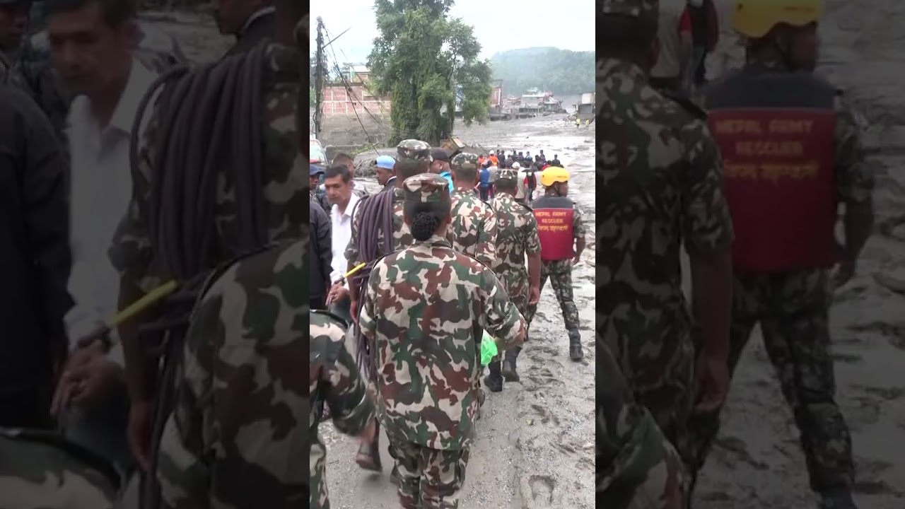 Himalayan flood survivor carried out by digger