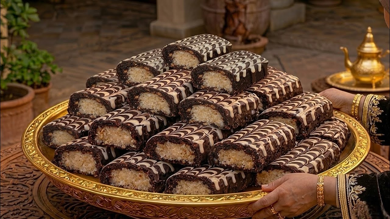 سجلي الوصفة أكيد تحتاجٍيها😋بدوووون فرن ولا بيض ولا زيت 🤫من اسهل والذ الحلويات #حلويات_العيد 