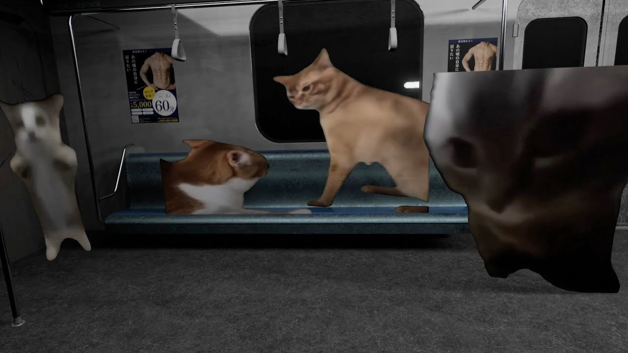 猫ミームだらけの地下鉄【猫ミーム3D】