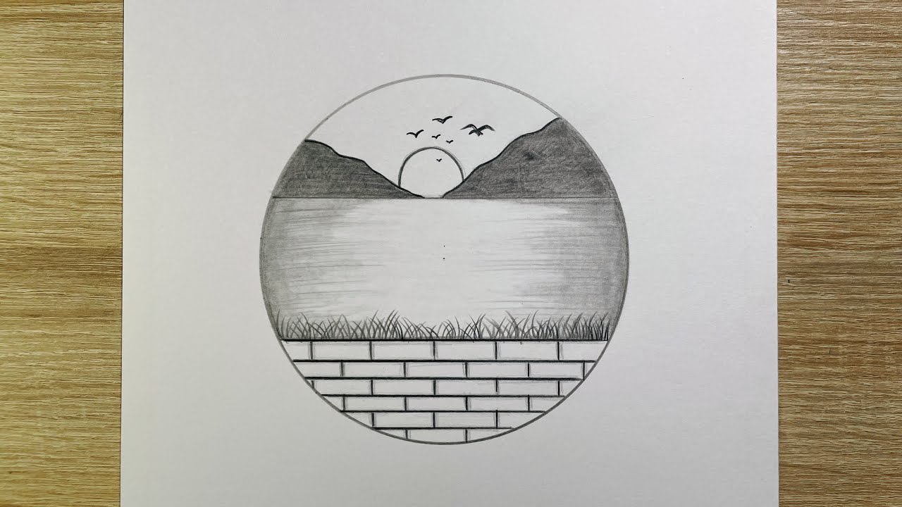 Comment dessiner un paysage facile étape par étape – Tutoriel de dessin au crayon | Dessin facile