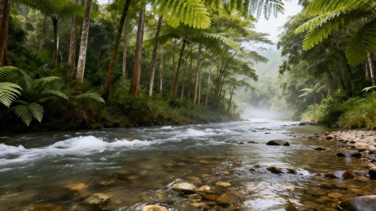 Relaxing Rainforest River Sounds 🌿 | Natural White Noise for Sleep & Focus