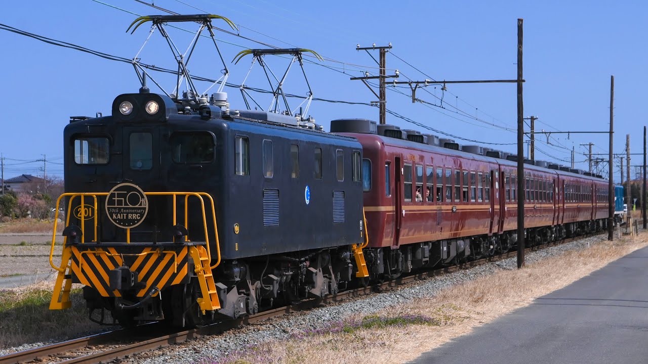 臨貸3103レ デキ201+12系4B+デキ102 神奈川工科大学鉄道研究会50周年団体 武川〜永田通過