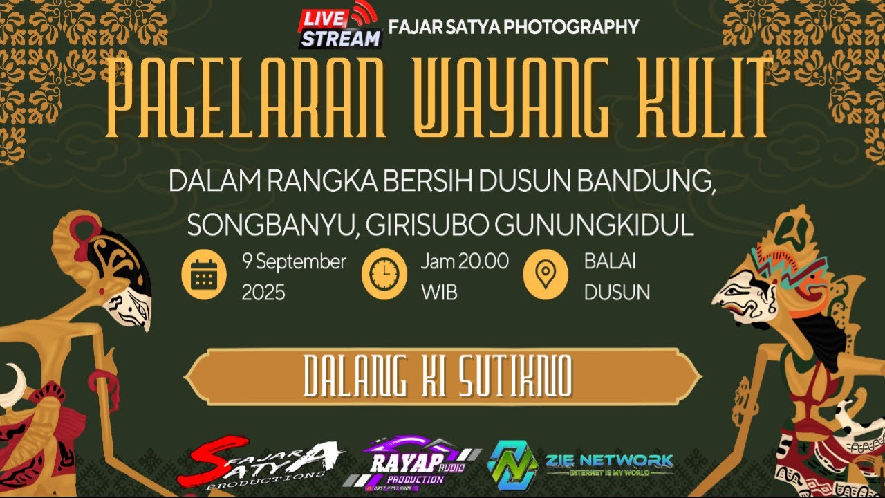 LIVE STREAMING PAGELARAN WAYANG KULIT DALANG KI SUTIKNO DALAM RANGKA BERSIH DUSUN BANDUNG TAHUN 2025