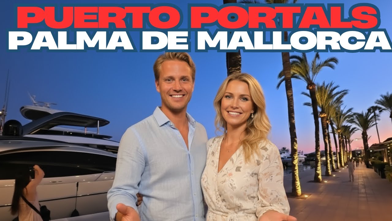 Walking Tour in Puerto Portals  by Night.  Hidden Luxury in Mallorca . Spain 4k