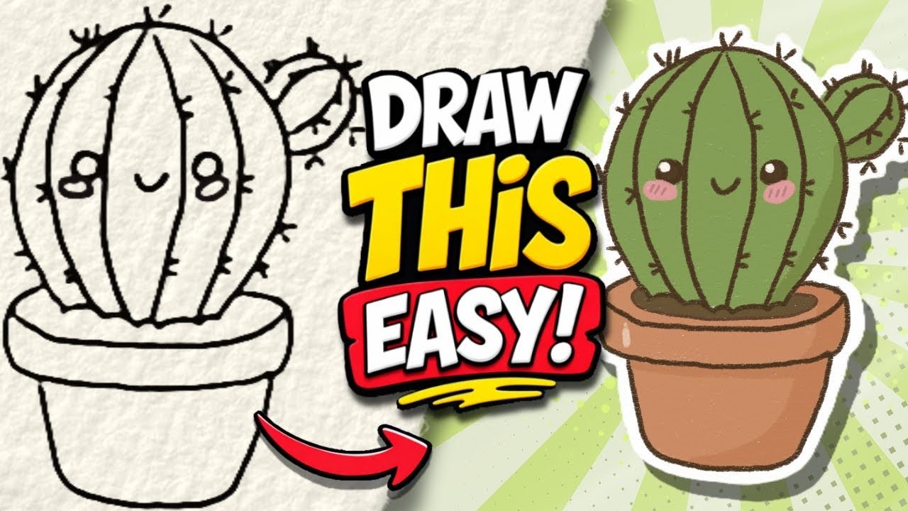 How to Draw a Cute Cactus 🌵 | Easy Step-by-Step Drawing | Jak narysować kaktusa