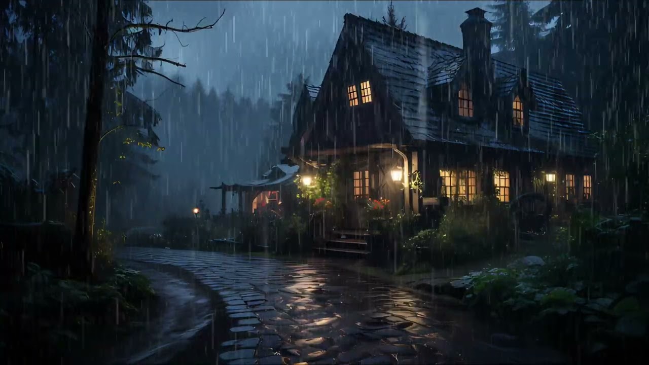 Wind and Heavy Rain Through the Night | Deep Rest White Noise and Relaxing ASMR