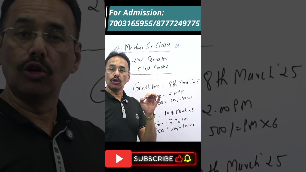 2nd Semester Classes Starting &ndash; Hurry! Limited Seats! | #calcuttauniversity #mathursirclasses
