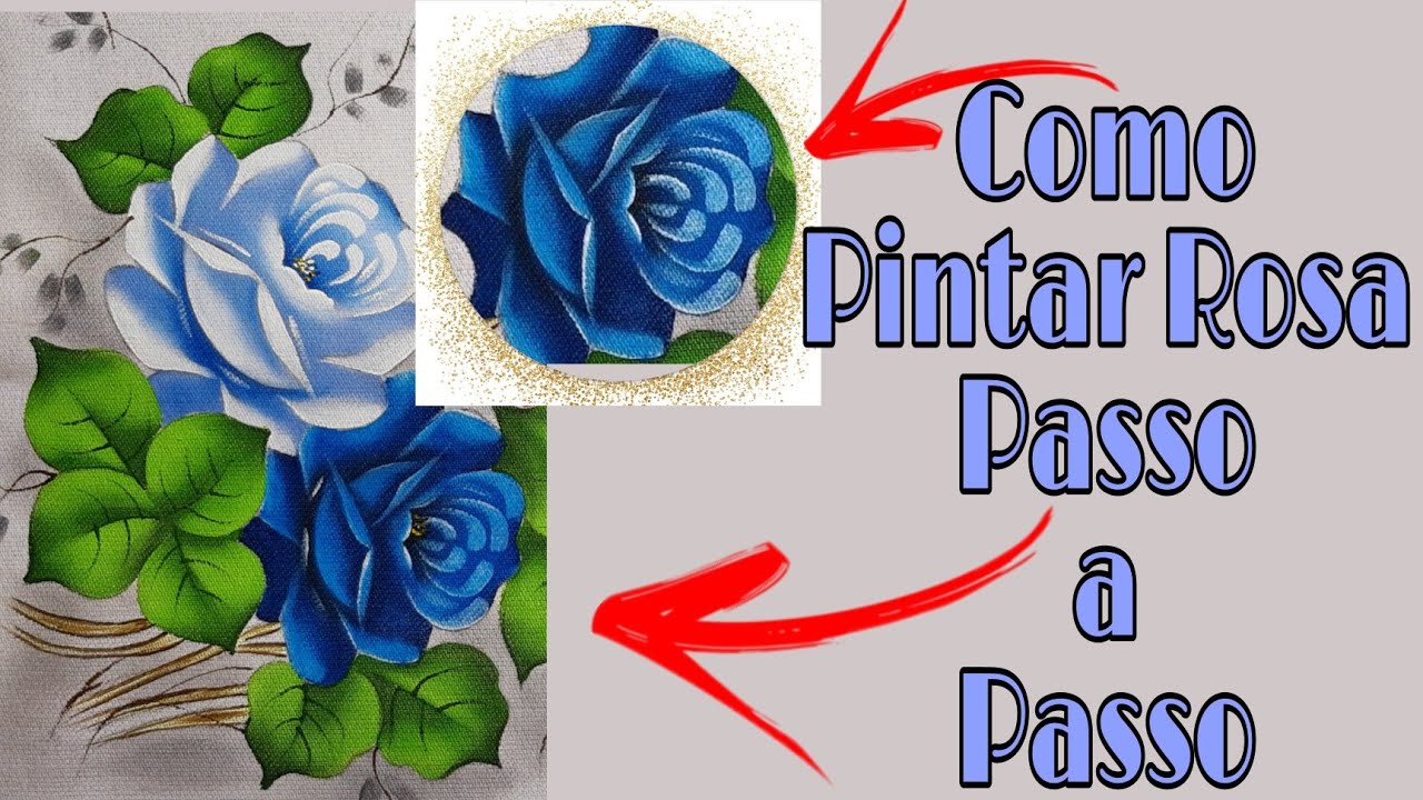 Pintura de Rosa Azul #pinturaemtecido #passoapasso #aulaonline
