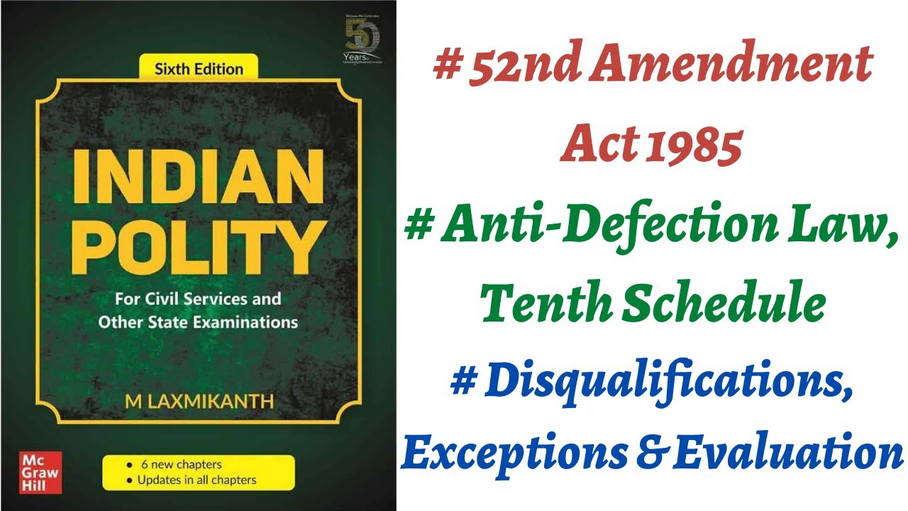 (V242) (52nd amendment act 1985, Anti-defection law/10th schedule) M. Laxmikanth Polity (IAS/PCS)