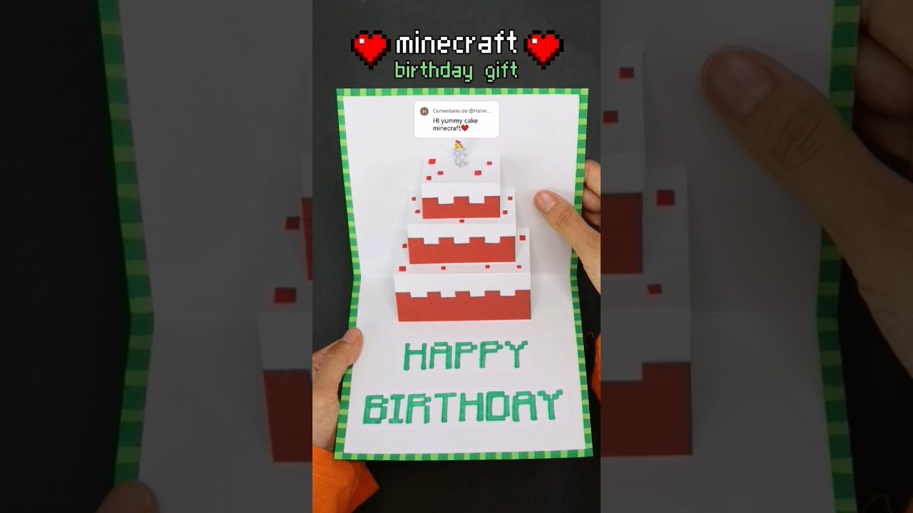 DIY Minecraft Pop Up Birthday Cake Greeting Card 🎂 Cute Gift Idea ❤️ Paper Craft #minecraft