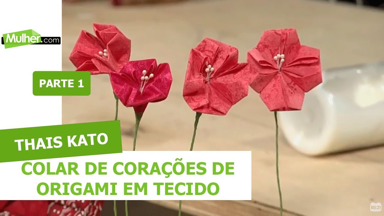 Colar de Corações de Origami em Tecido - Thais Kato 28/05/2019 P1