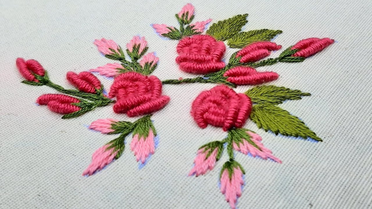 buliion rose stitch/embroidery flower for beginners