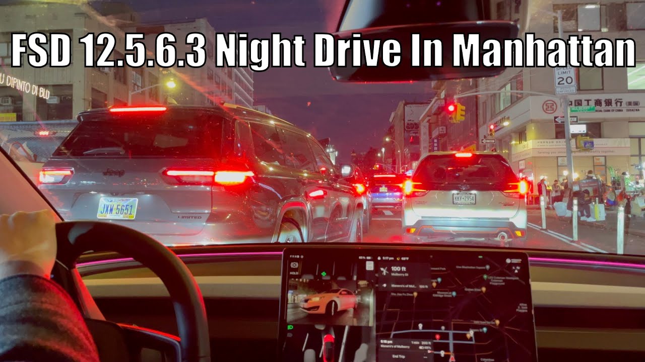 Tesla FSD 12.5.6.3 - First Impressions At Night In NYC Manhattan