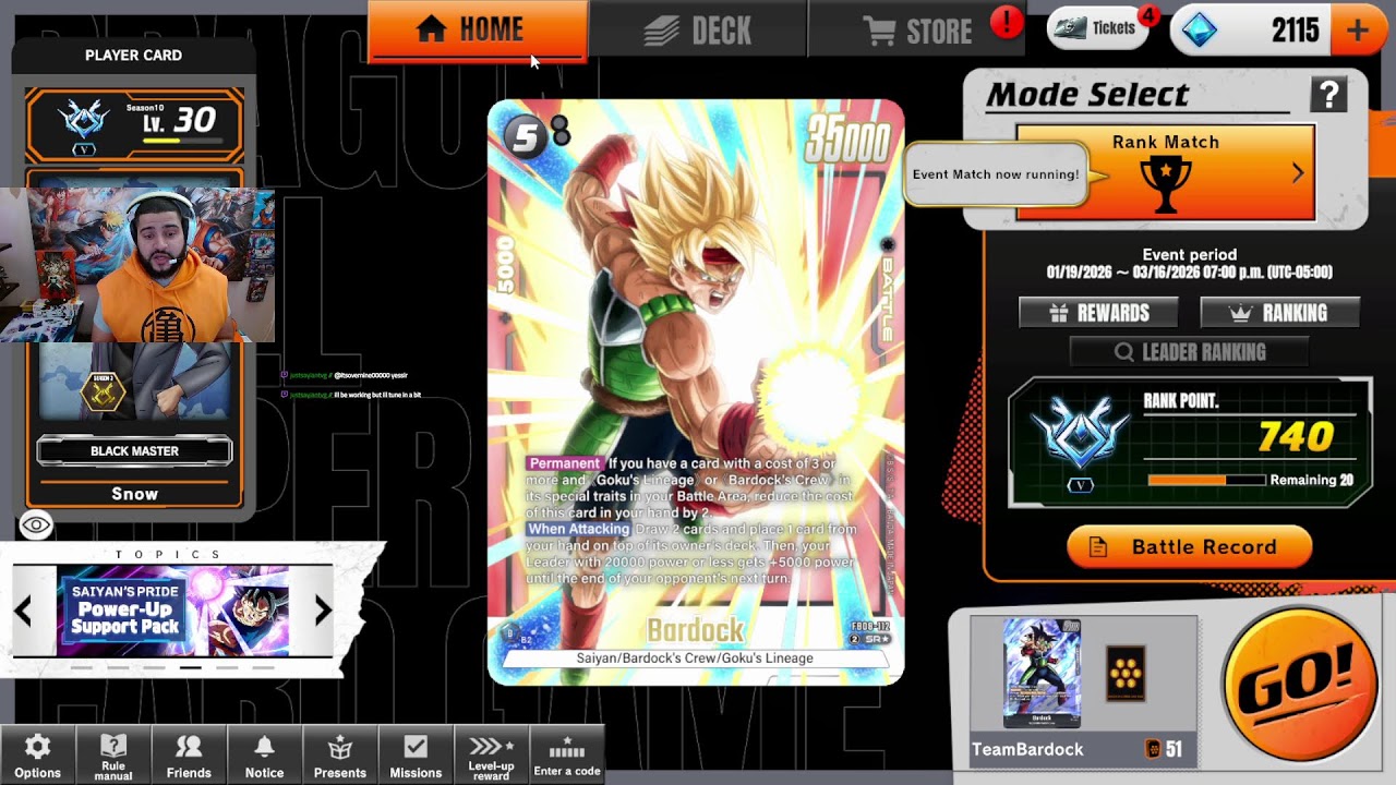 Grind & Shine / Raffle Hour / Team Bardock : Dragon Ball Super Fusion World