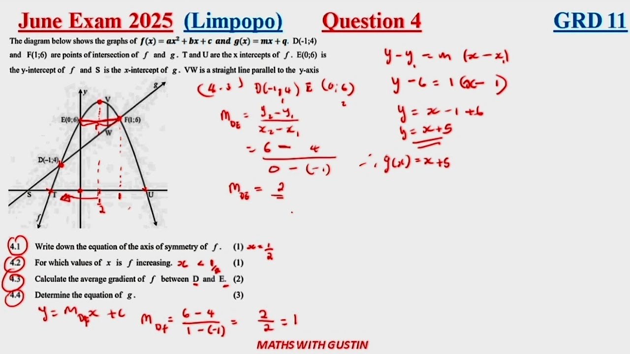 Grade 11| June Exam 2025 Maths paper 1| Q 4