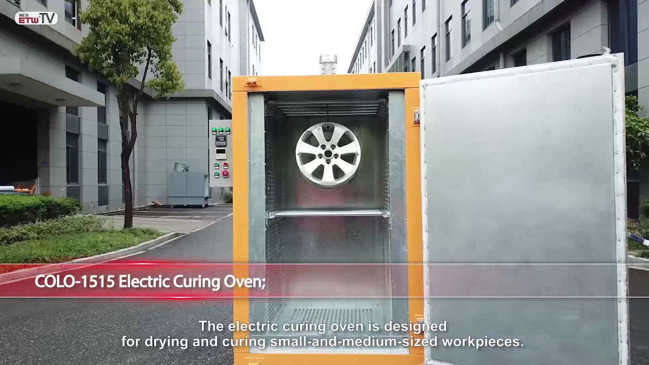 Small powder coating oven for wheels or other small parts