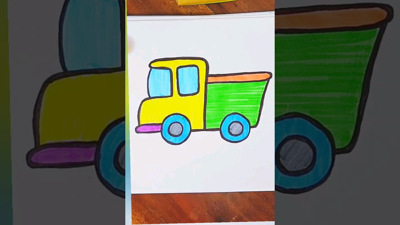 How to draw a colorful truck 🚚 | kids drawings