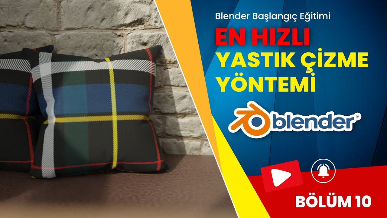 Blender 3D İle En Hızlı ve Kolay Minder / Yastık Çizimi - Blender Eğitimi 10