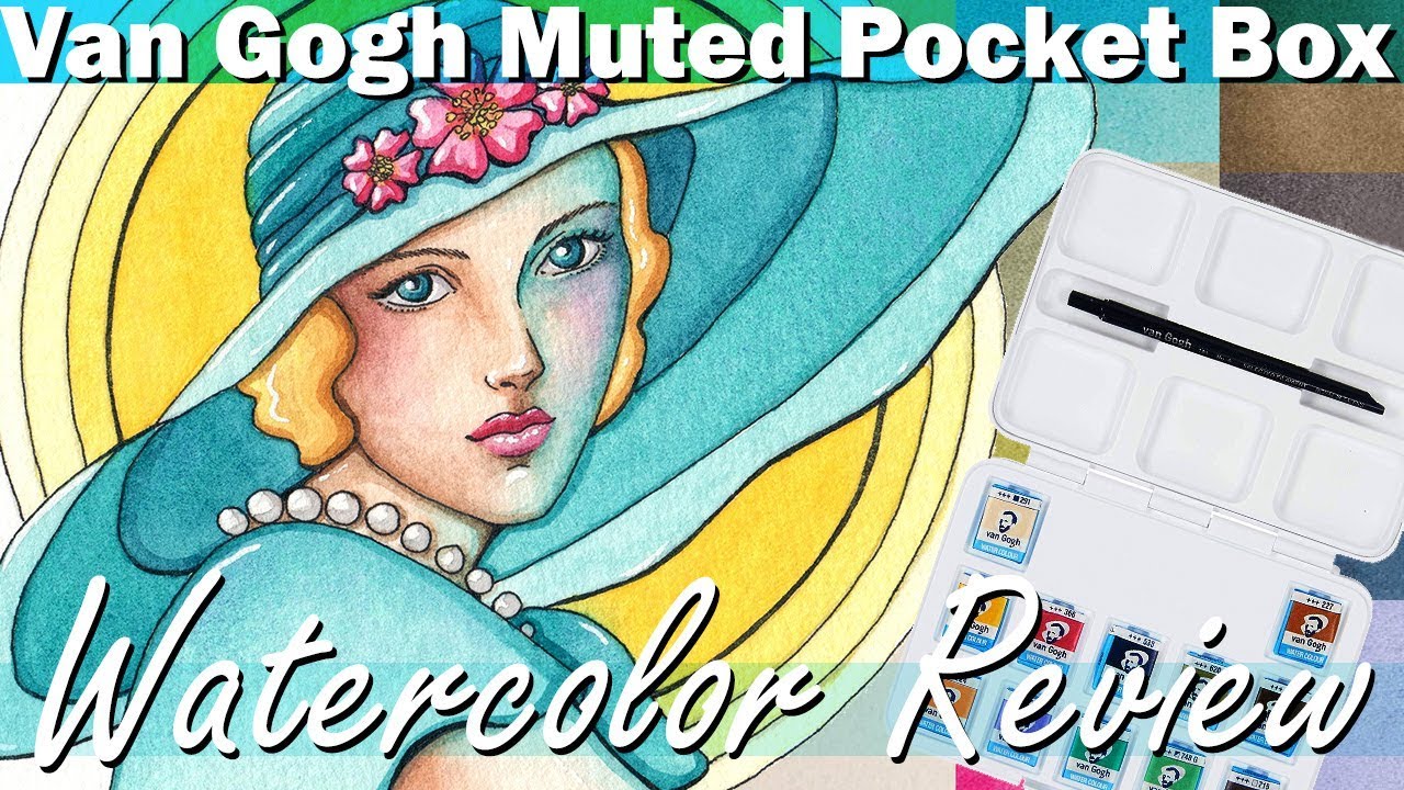 Van Gogh Watercolor Muted Pocket Box Review, Color Chart, Elegant Lady Painting Demonstration