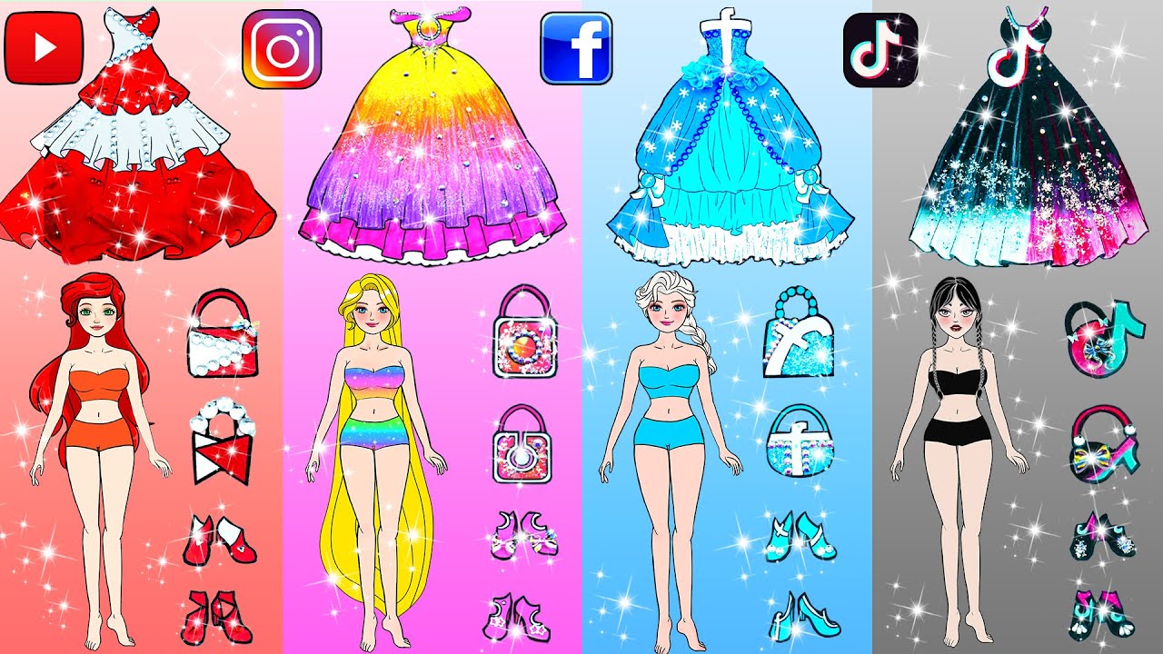 [🐾paper Diy🐾] Social Network Barbie Makeup & Dress Up Papercraft | Rapunzel Compilation 놀이 종이